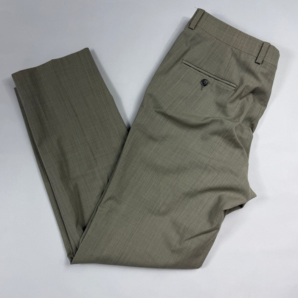 Cremieux Travel Smart Modern Fit Men Dress Pants 34x32 Tan Wool Blend Flat Front